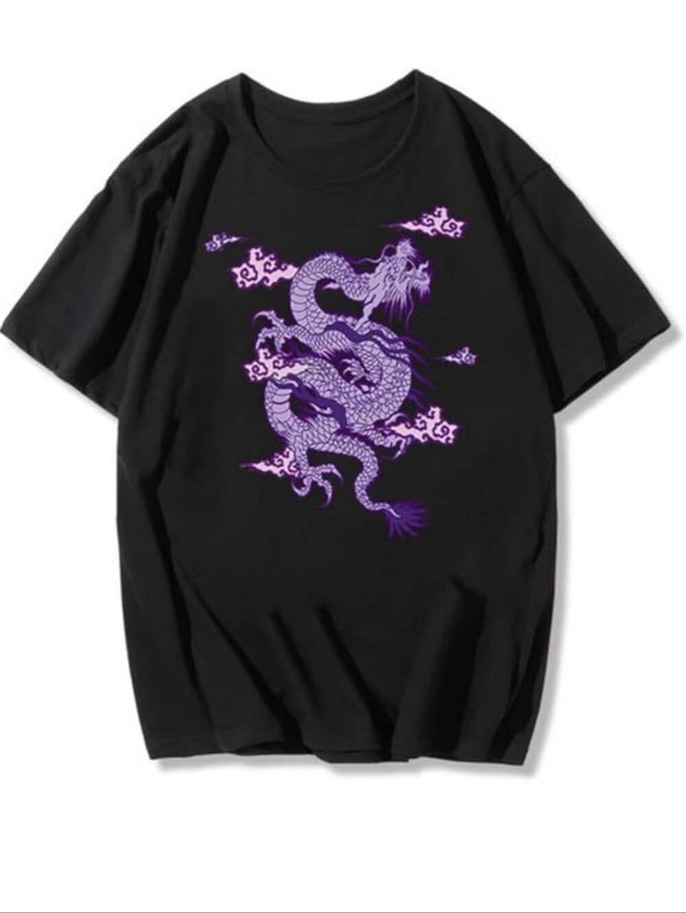 💣 3/$15 Romwe Black Tee with Purple Dragon Design